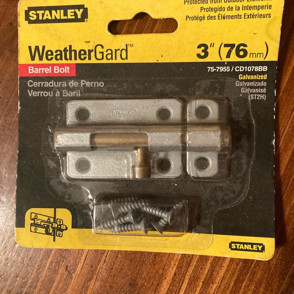 Stanley Weather Gard Barrel Bolt 3”(76mm) Galvanized for outdoor New unopened